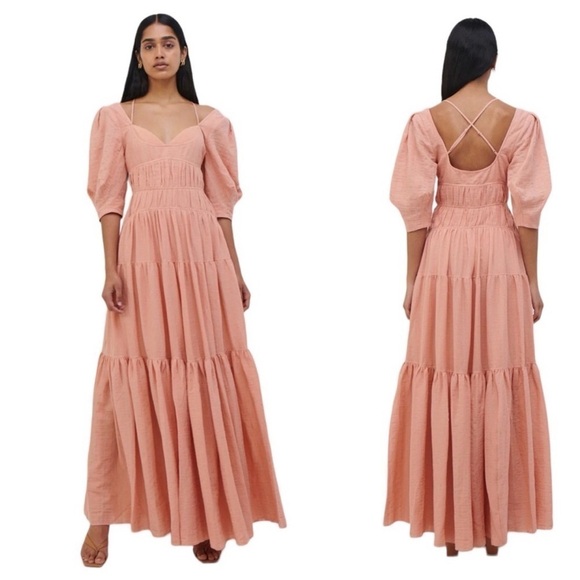 NWT Jonathan Simkhai Wilder Maxi Dress In Peach - Sorbet Size small - Picture 1 of 13